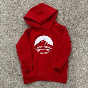 Tiny Bros Est 2020 Skateboard Logo Hoodie - Size 4T - Red